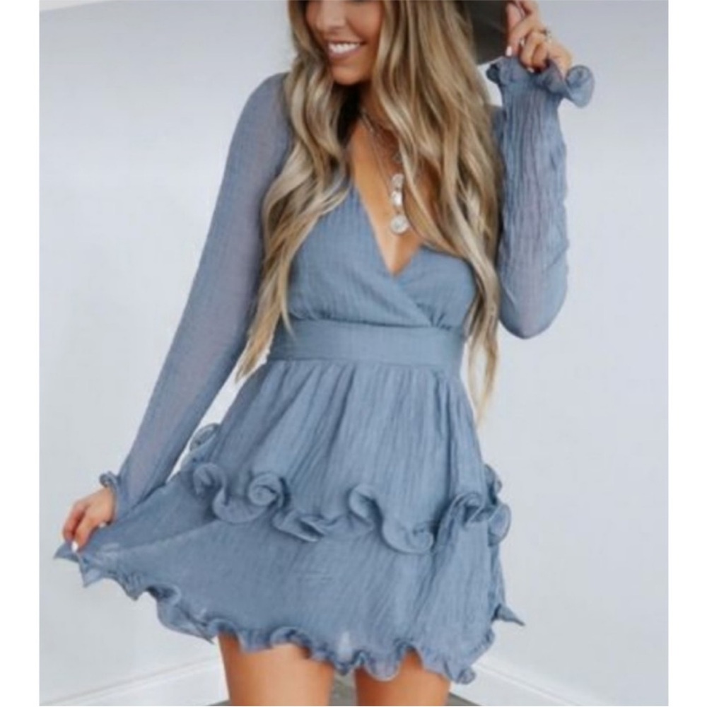 Saint + Secrets long sleeve tiered  ruffled  dress